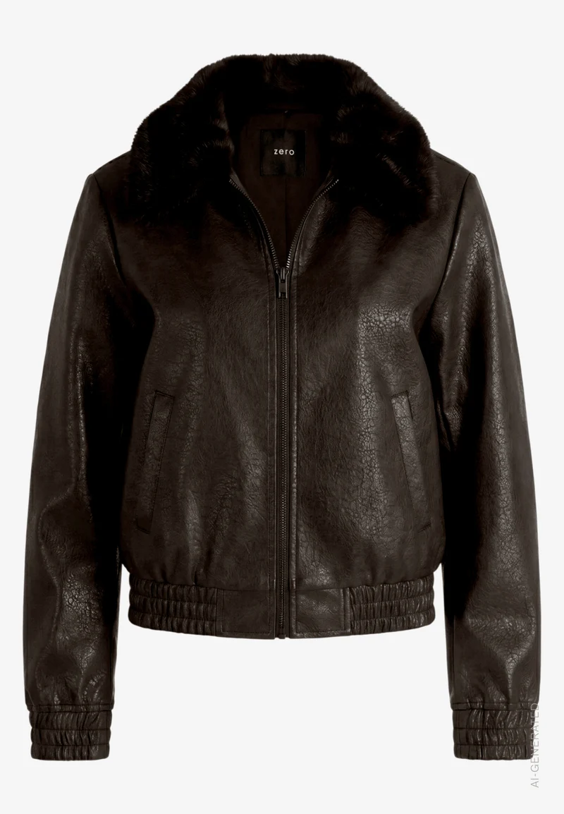 Kunstlederjacke mit Kragen in Felloptik