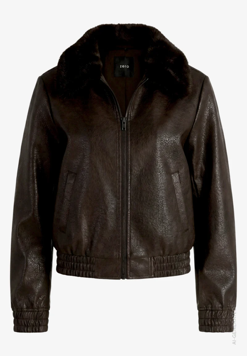 Kunstlederjacke mit Kragen in Felloptik