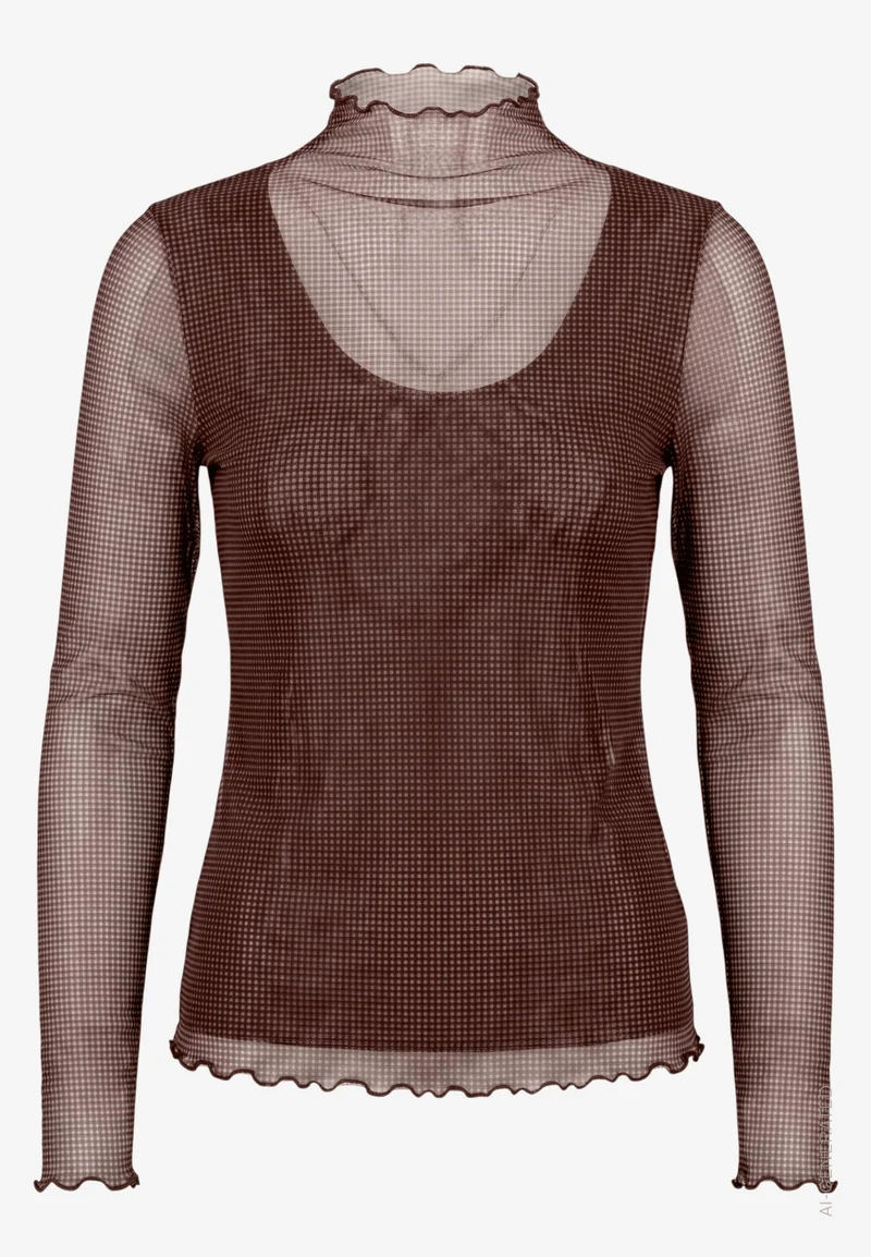 Langarmshirt mit Muster im Kelchkragen