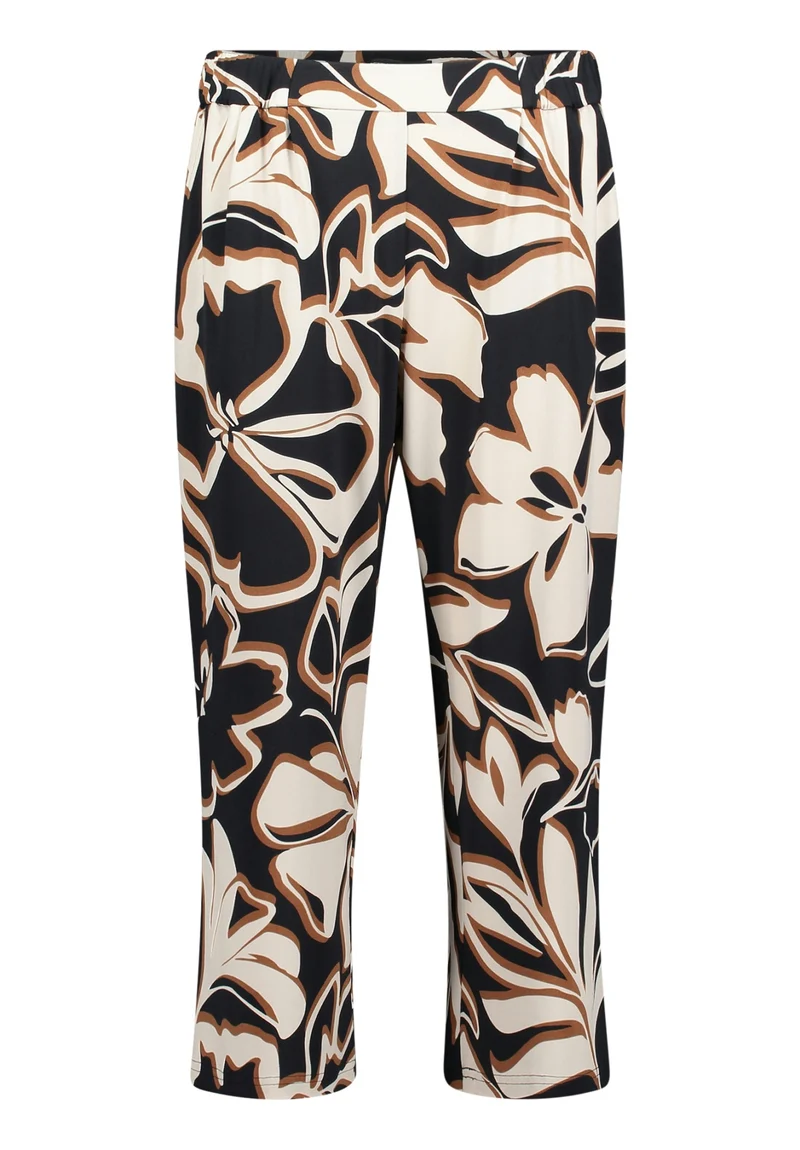 Schlupfhose mit Bundfalten und floralem Print
