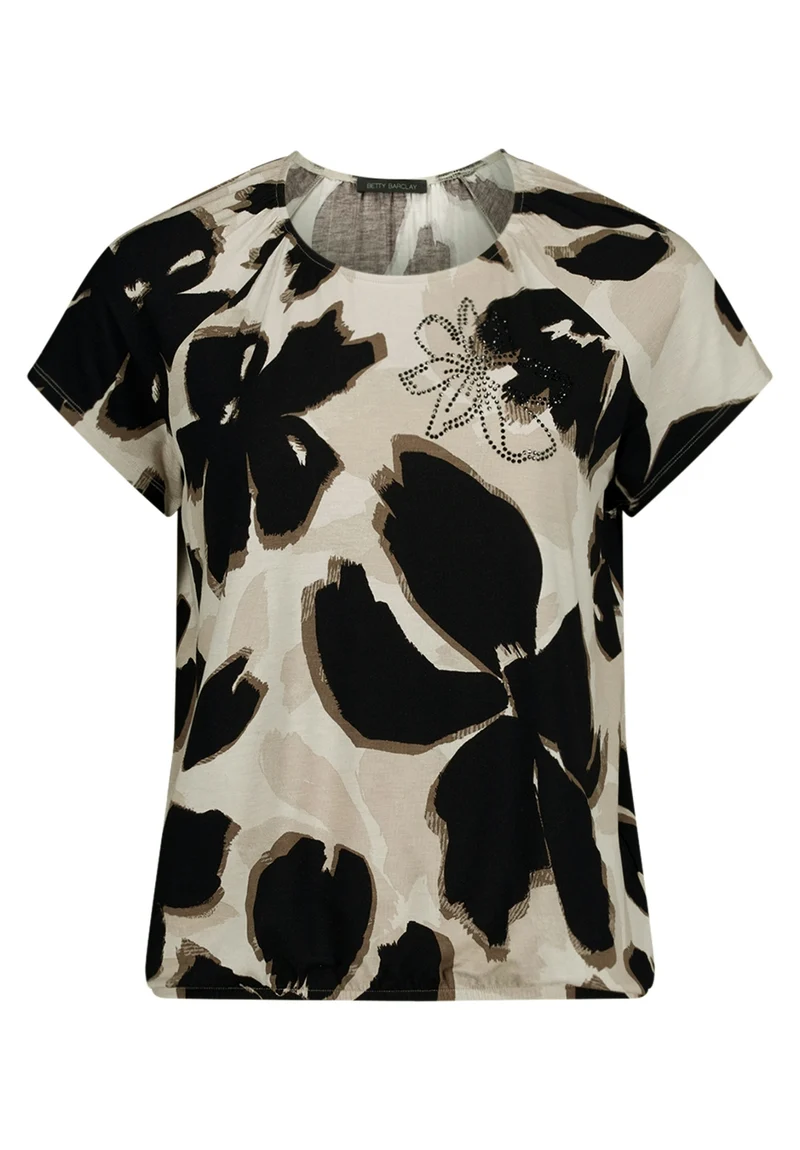 T-Shirt mit Blumendruck und Glitzer