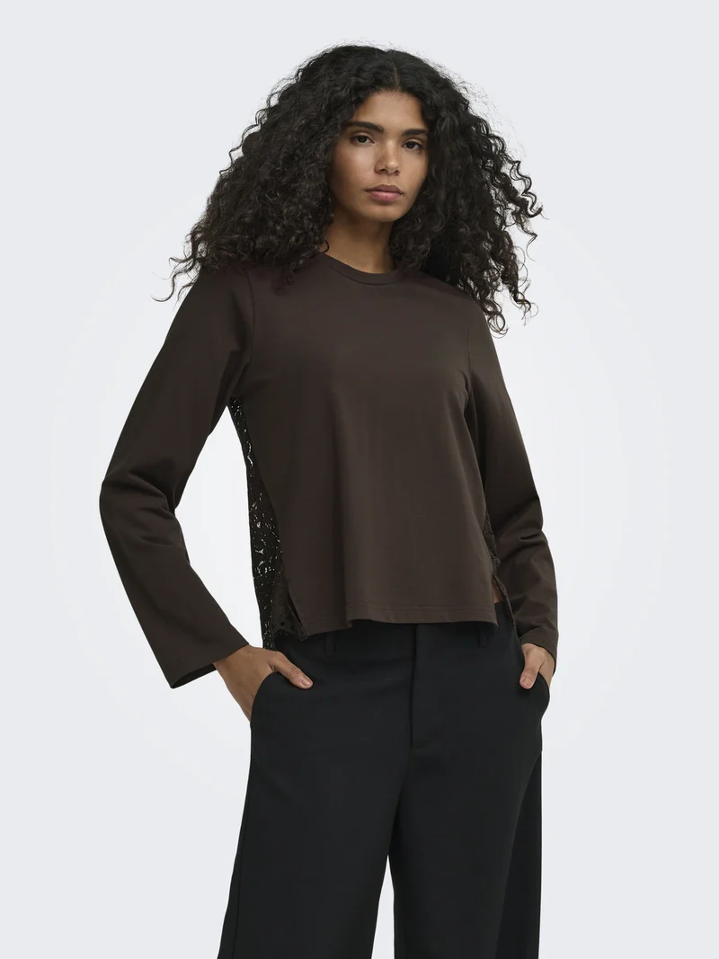 ONLLANIA Langarmshirt mit Spitzendetail