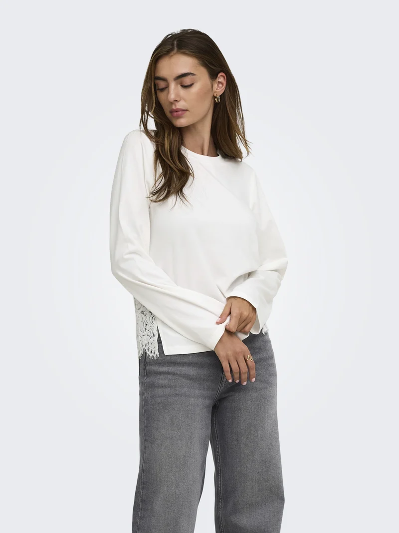 ONLLANIA Langarmshirt mit Spitzendetail