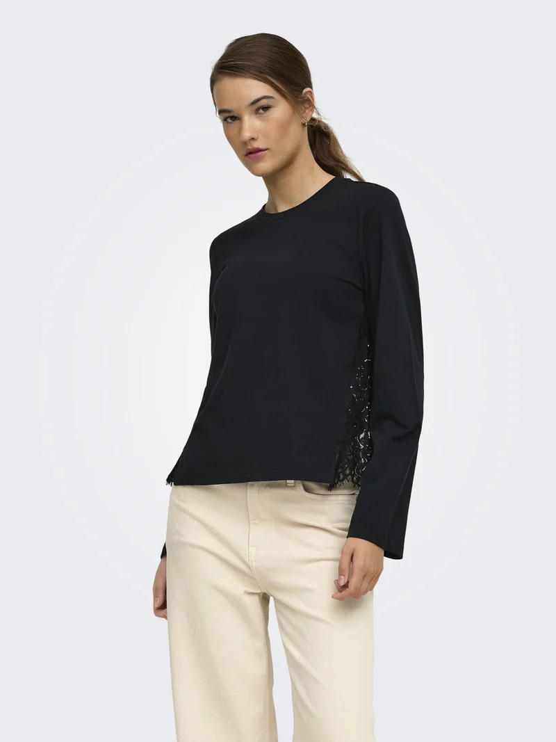 ONLLANIA Langarmshirt mit Spitzendetail