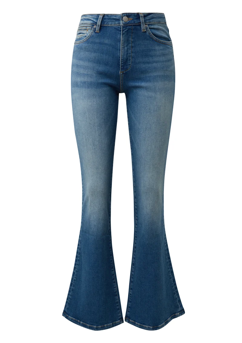 Q/S by s.Oliver Flared Leg Jeans mit High Rise und Used-Effekt