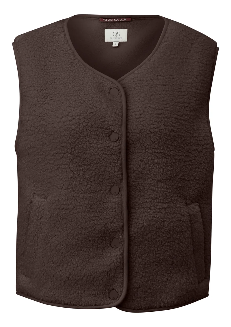Q/S by s.Oliver Teddyweste mit Knopfleiste und Paspeltaschen