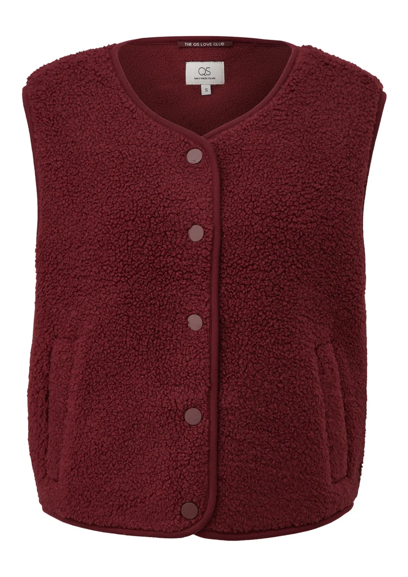 Q/S by s.Oliver Teddyweste mit Knopfleiste und Paspeltaschen
