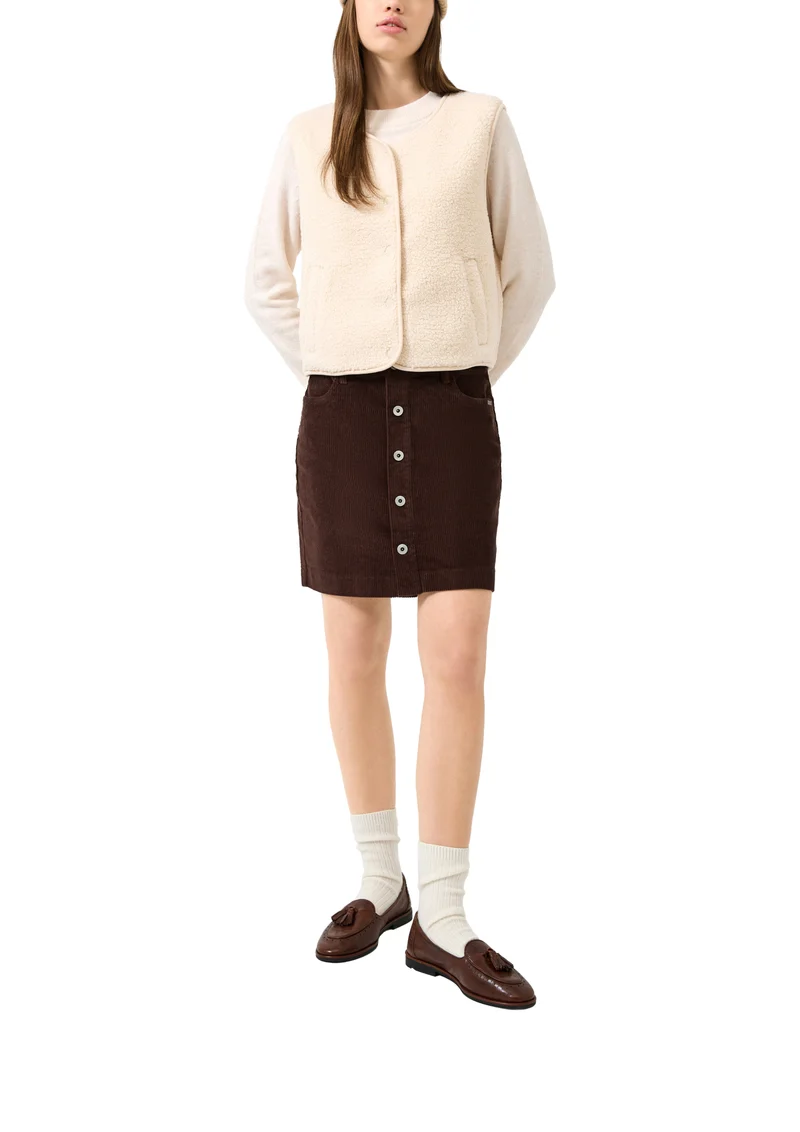 Q/S by s.Oliver Teddyweste mit Knopfleiste und Paspeltaschen