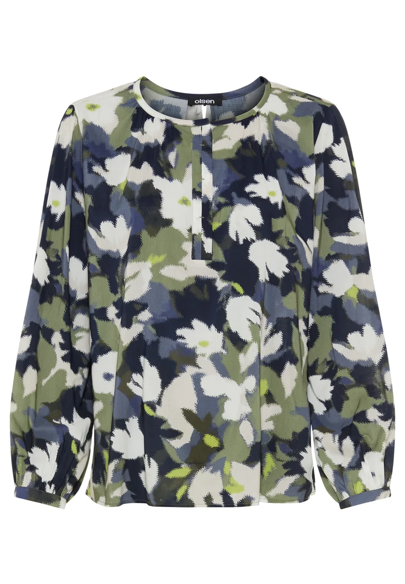 Bluse mit Allover-Dessin und Rundhalsausschnitt