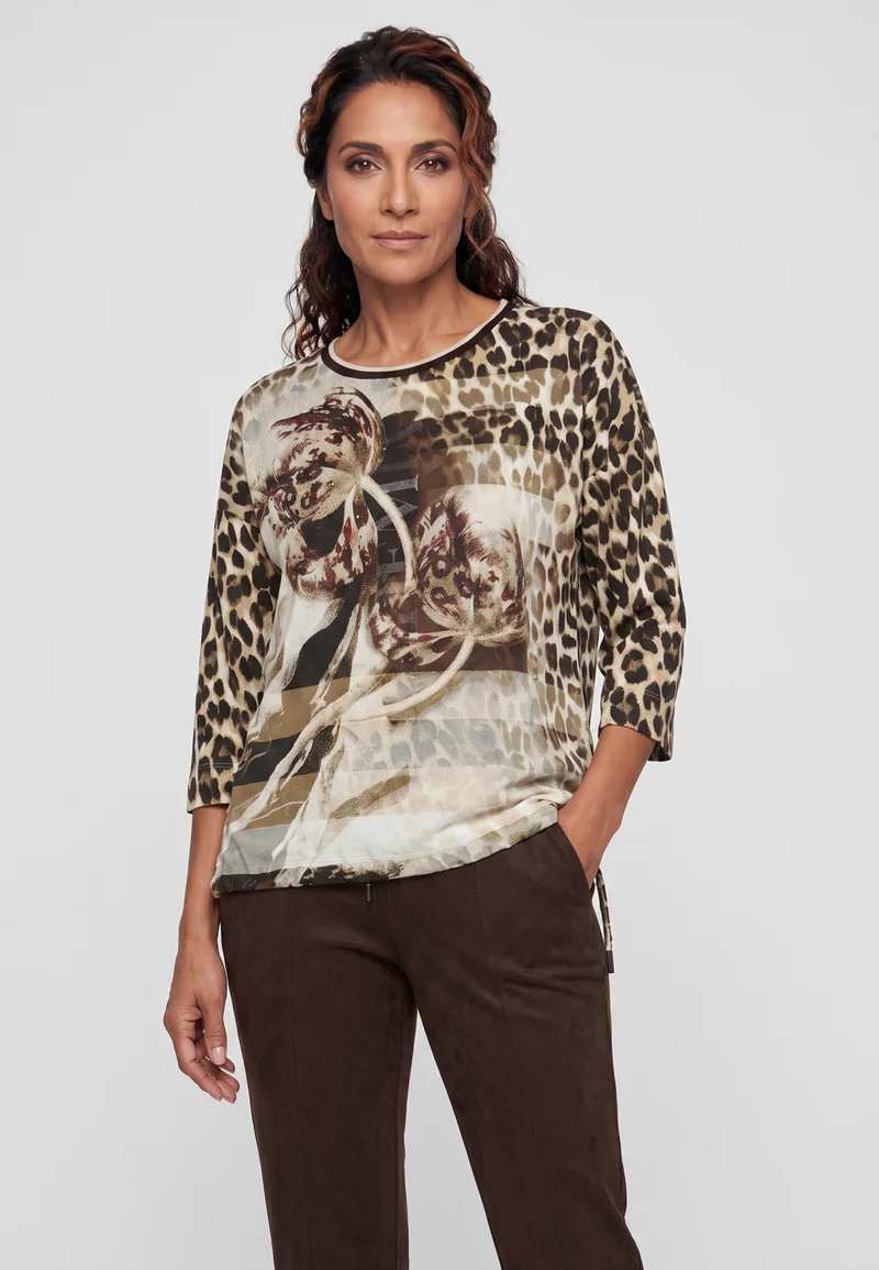 Shirt mit Panneaux-Dessin und Rundhalsausschnitt