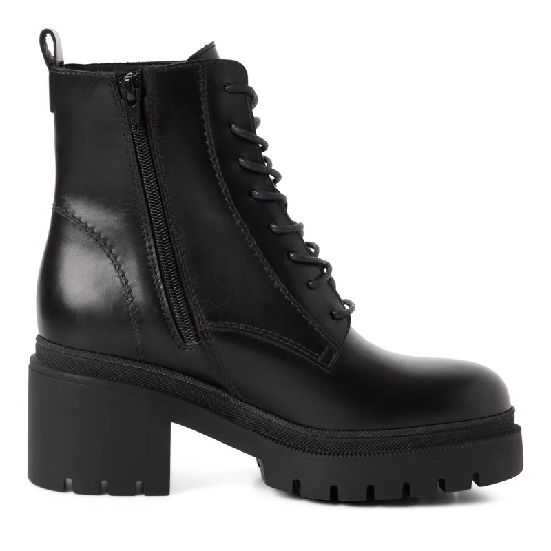 Lederstiefelette mit Blockabsatz