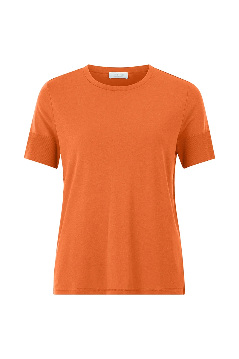 T-Shirt mit gerippten Ärmelabschlüssen