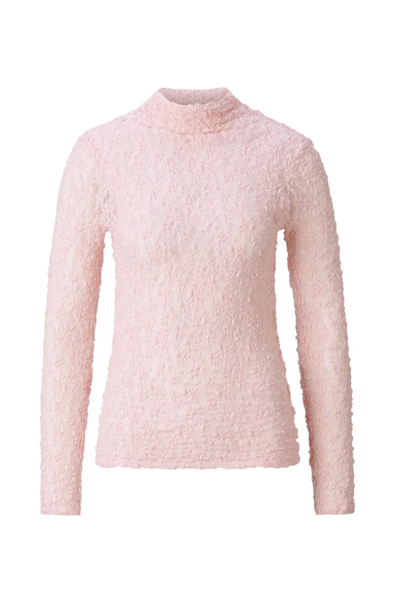 Slim-Fit Longsleeve aus Spitzenstoff