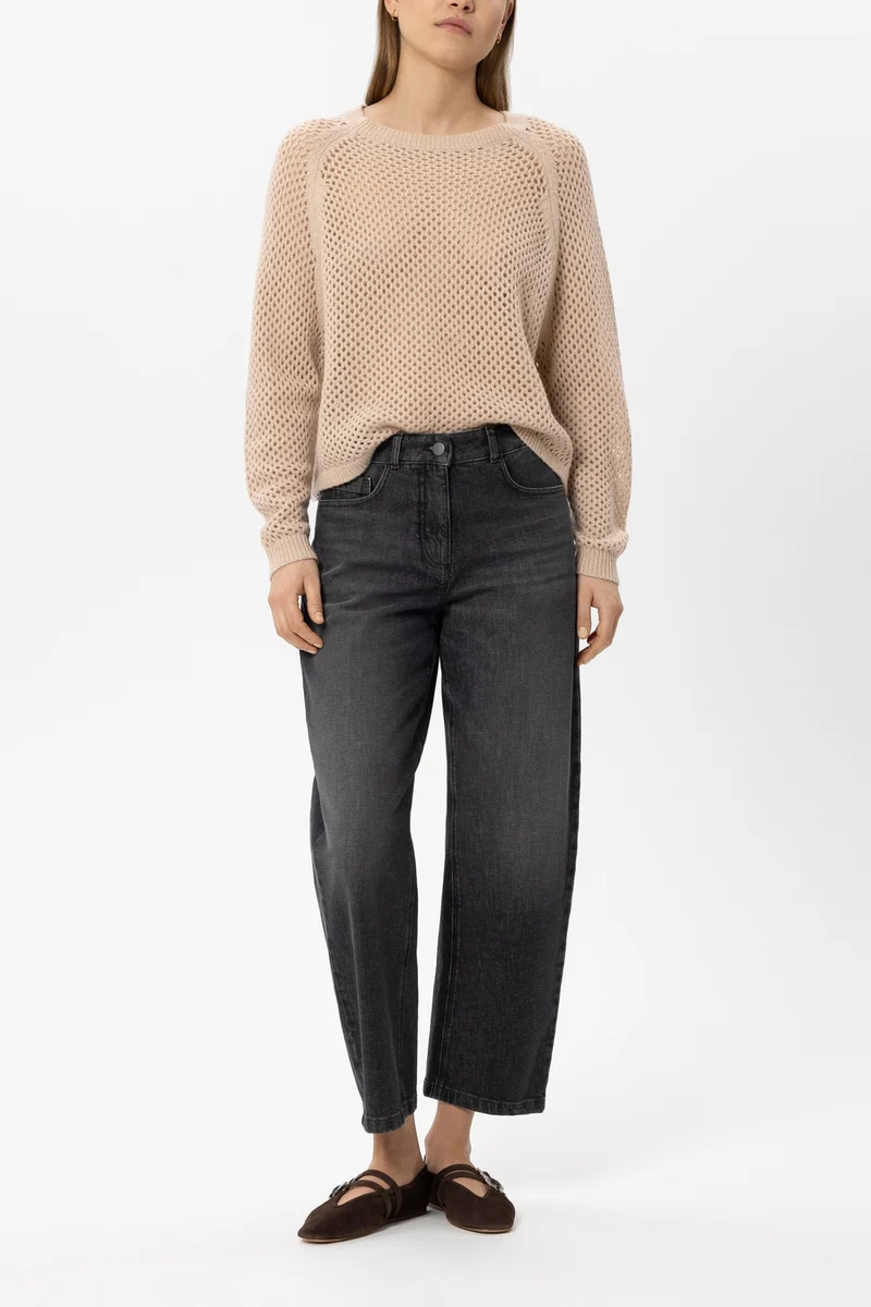 Kaschmir-Pullover in Netzstrick-Optik