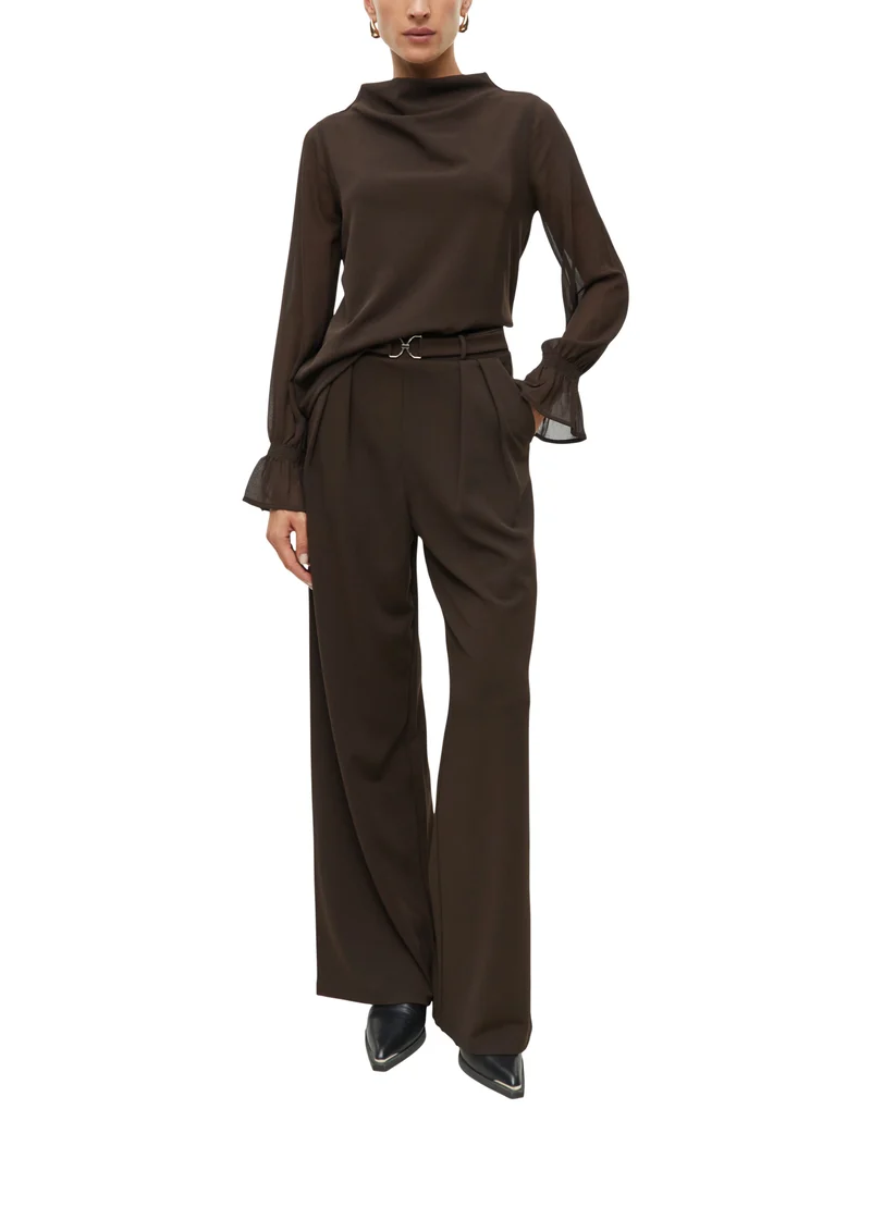 s.Oliver BLACK LABEL Langarmshirt mit Wasserfall-Ausschnitt