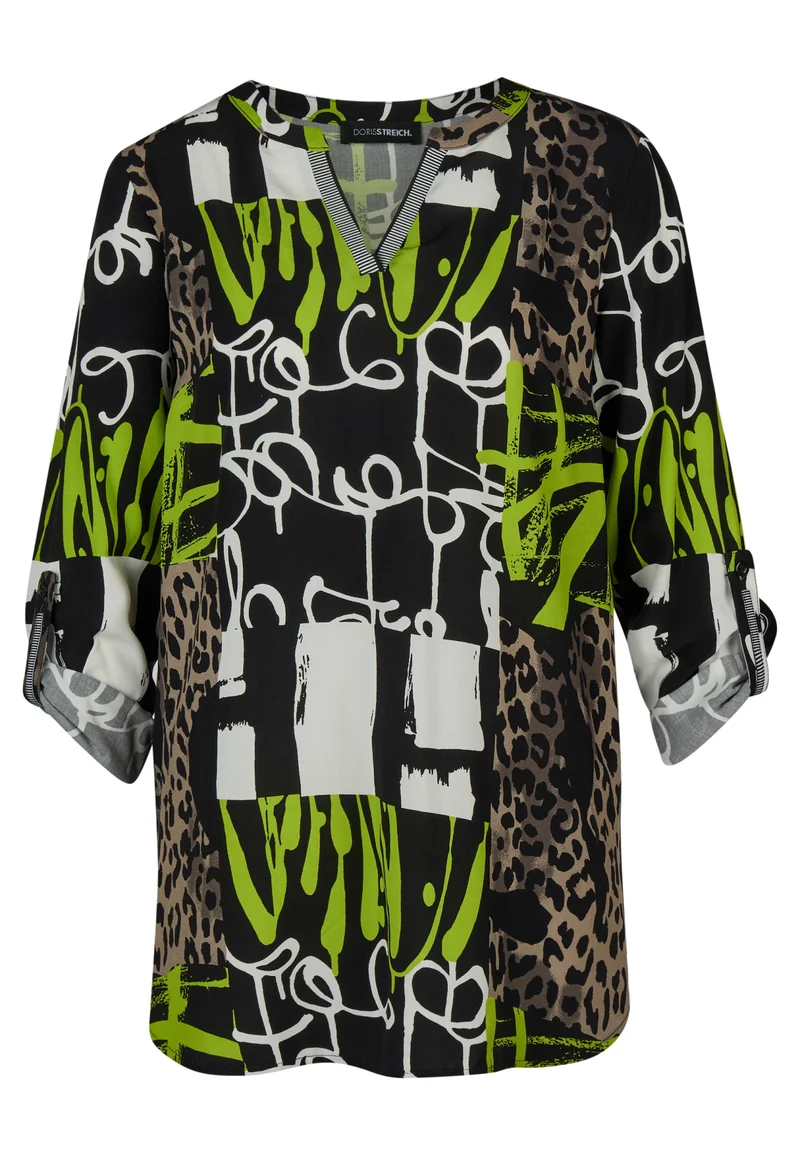 Bluse mit Leo-Grafik-Print und A-Linie