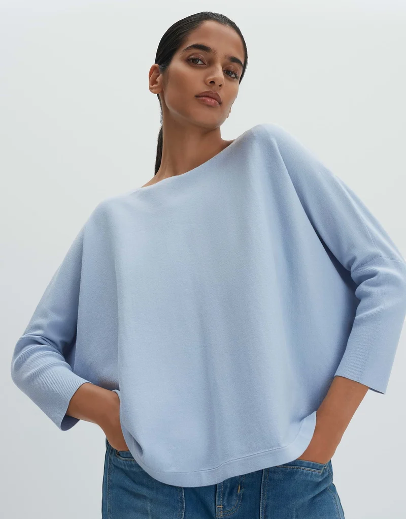 TIRAJA Oversized Feinstrickpullover im Cape Stil