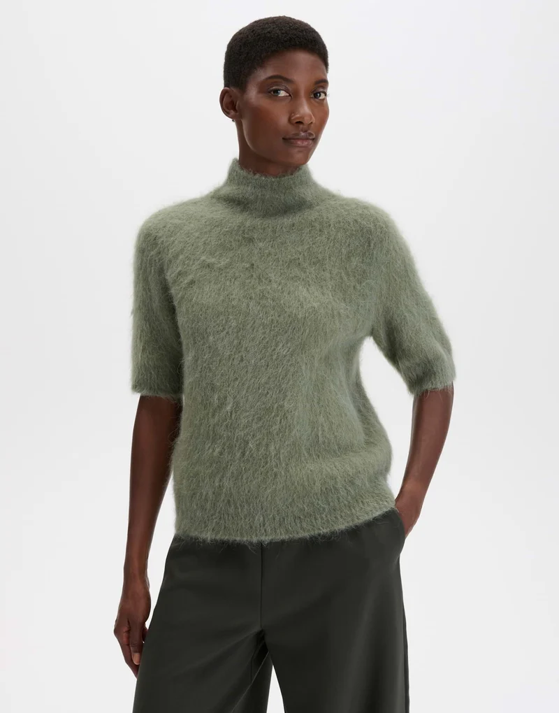 TUOMINA Boxy Strickshirt aus flauschigem Effektgarn