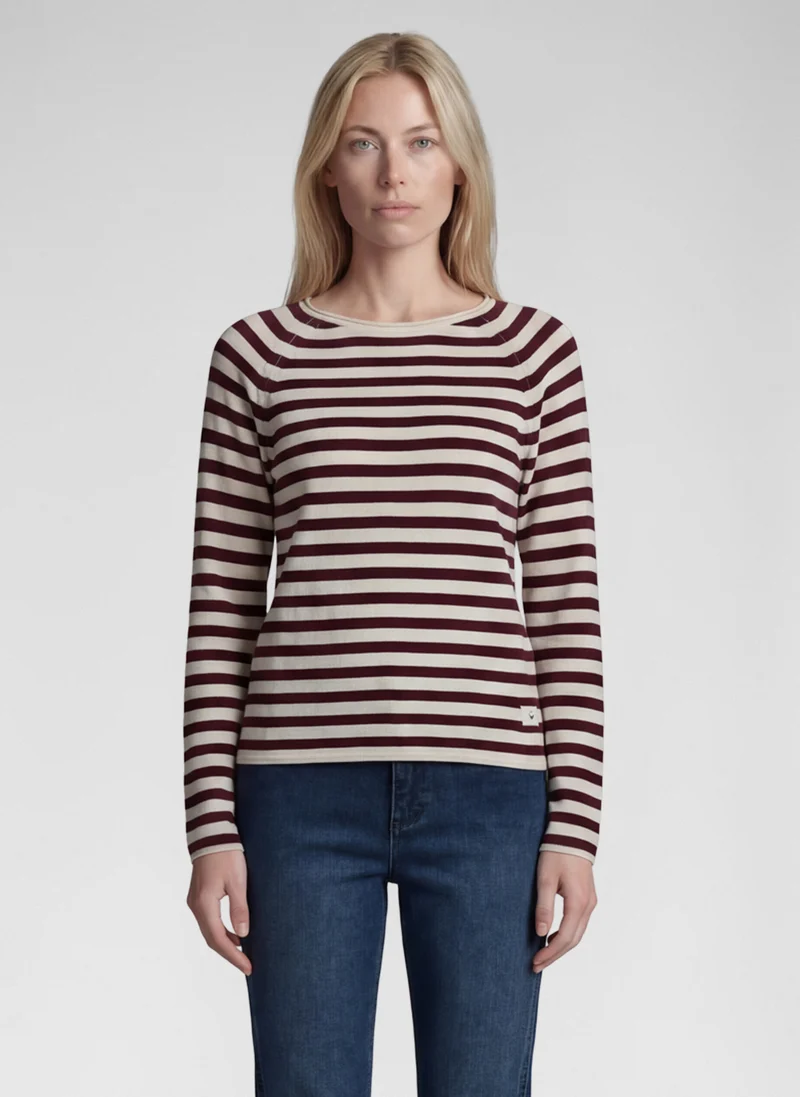 CAFE PARIS Strickpullover mit Streifen und Rundhalsausschnitt