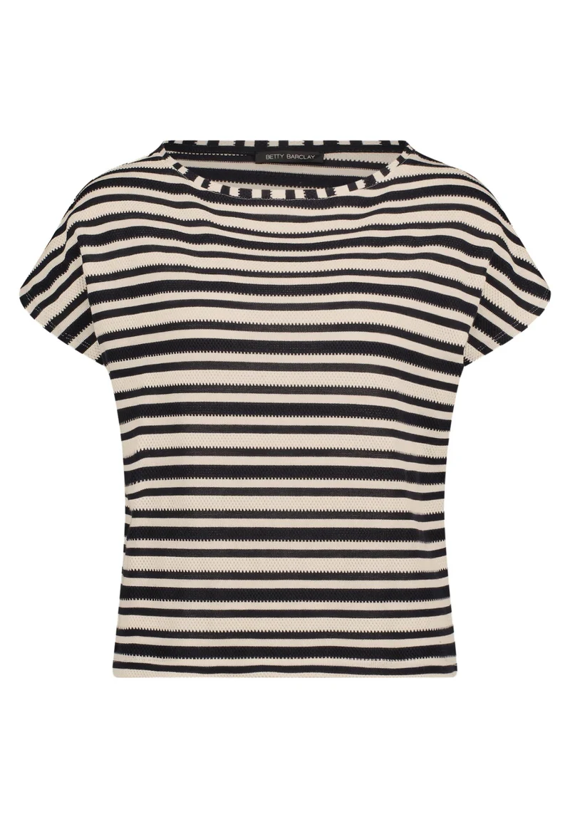 Gestreiftes T-Shirt mit U-Boot-Ausschnitt