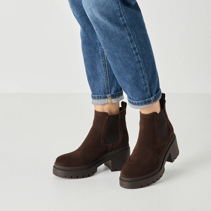 Tamaris Chelsea Boots aus Leder mit Blockabsatz und Plateau