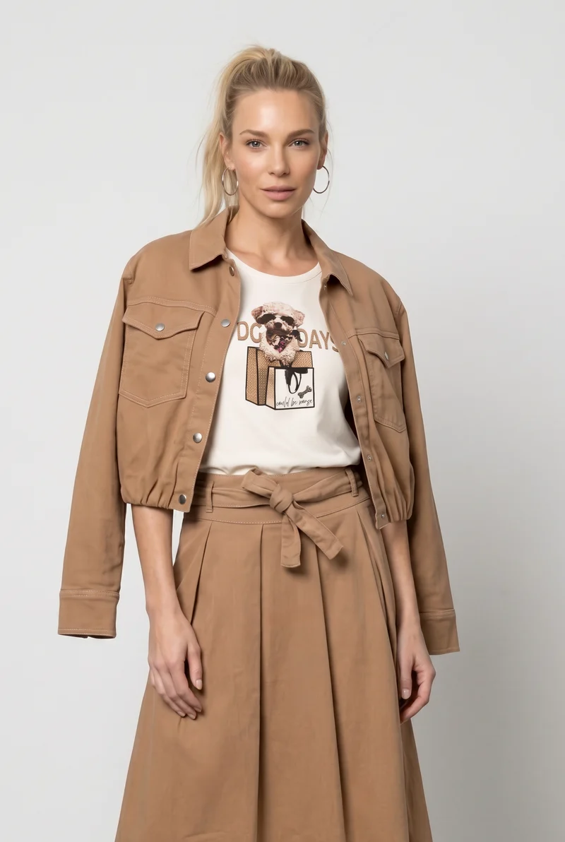 Verkürzte Jacke aus Lyocell-Baumwoll-Mix