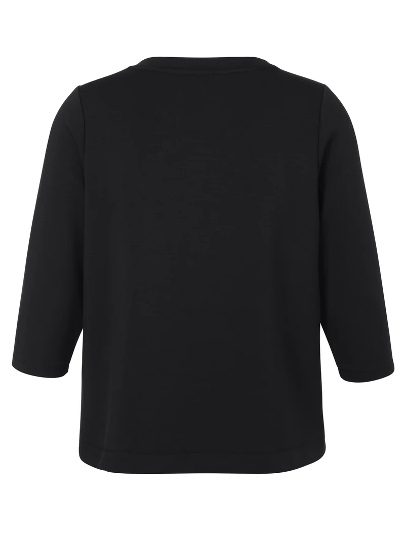 Sweatshirt mit Rundhalsausschnitt, 3/4-Ärmeln und Schmuckdetails