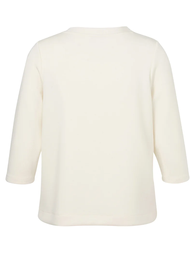 Sweatshirt mit Rundhalsausschnitt, 3/4-Ärmeln und Schmuckdetails