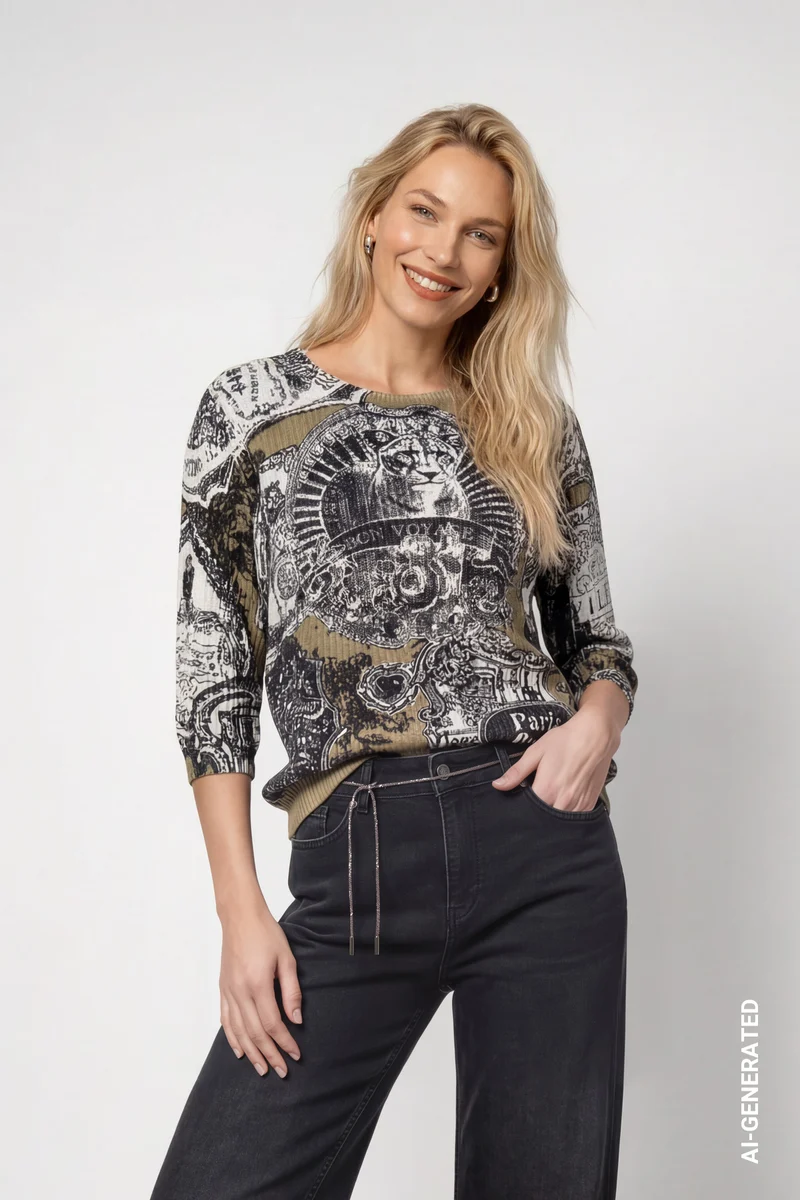 Strickpullover mit Emblemdruck