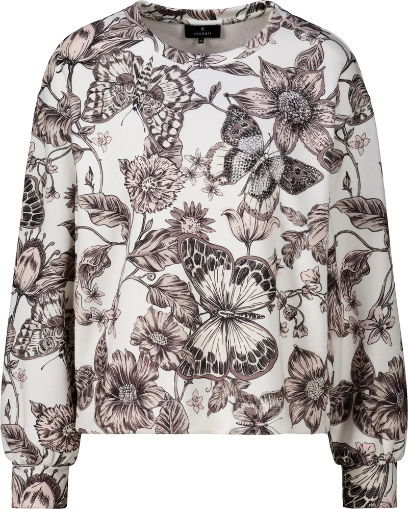 Sweatshirt mit Blumenmuster und Strass