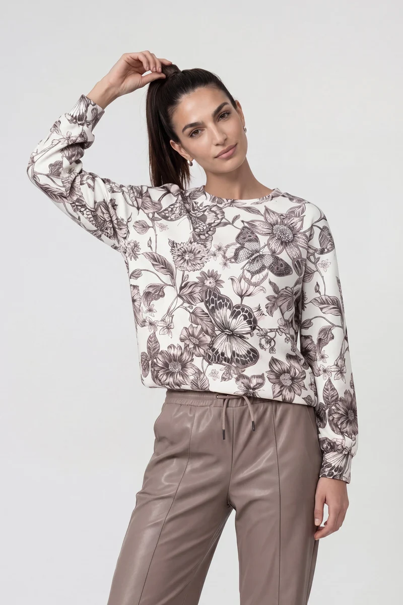 Sweatshirt mit Blumenmuster und Strass