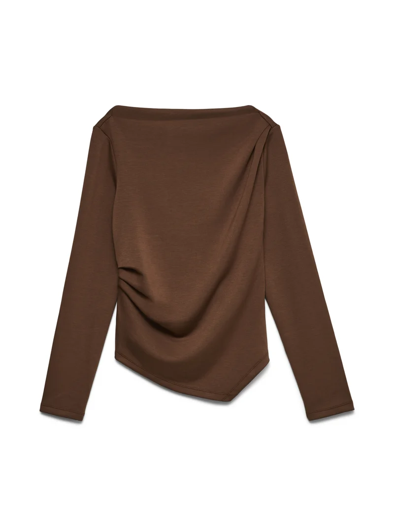Bluse mit U-Boot-Ausschnitt und Raffdetails