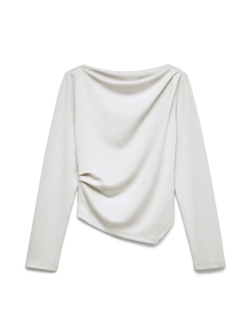 Bluse mit U-Boot-Ausschnitt und Raffdetails