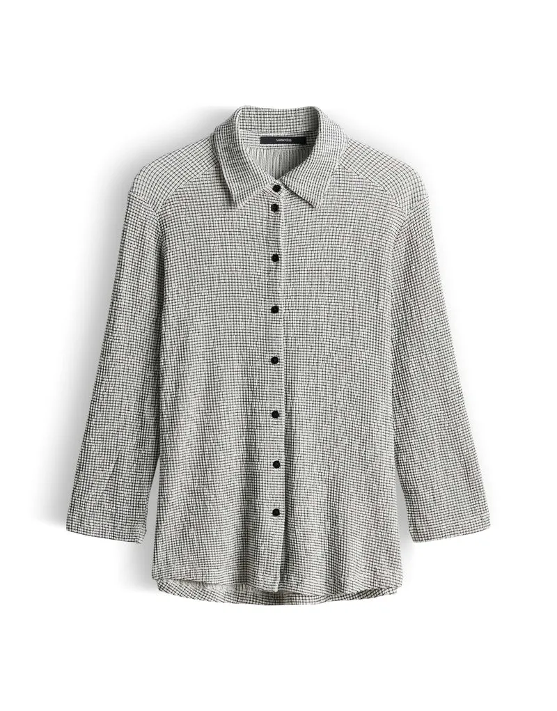KIXIE Blusenshirt mit gesmokter Karostruktur