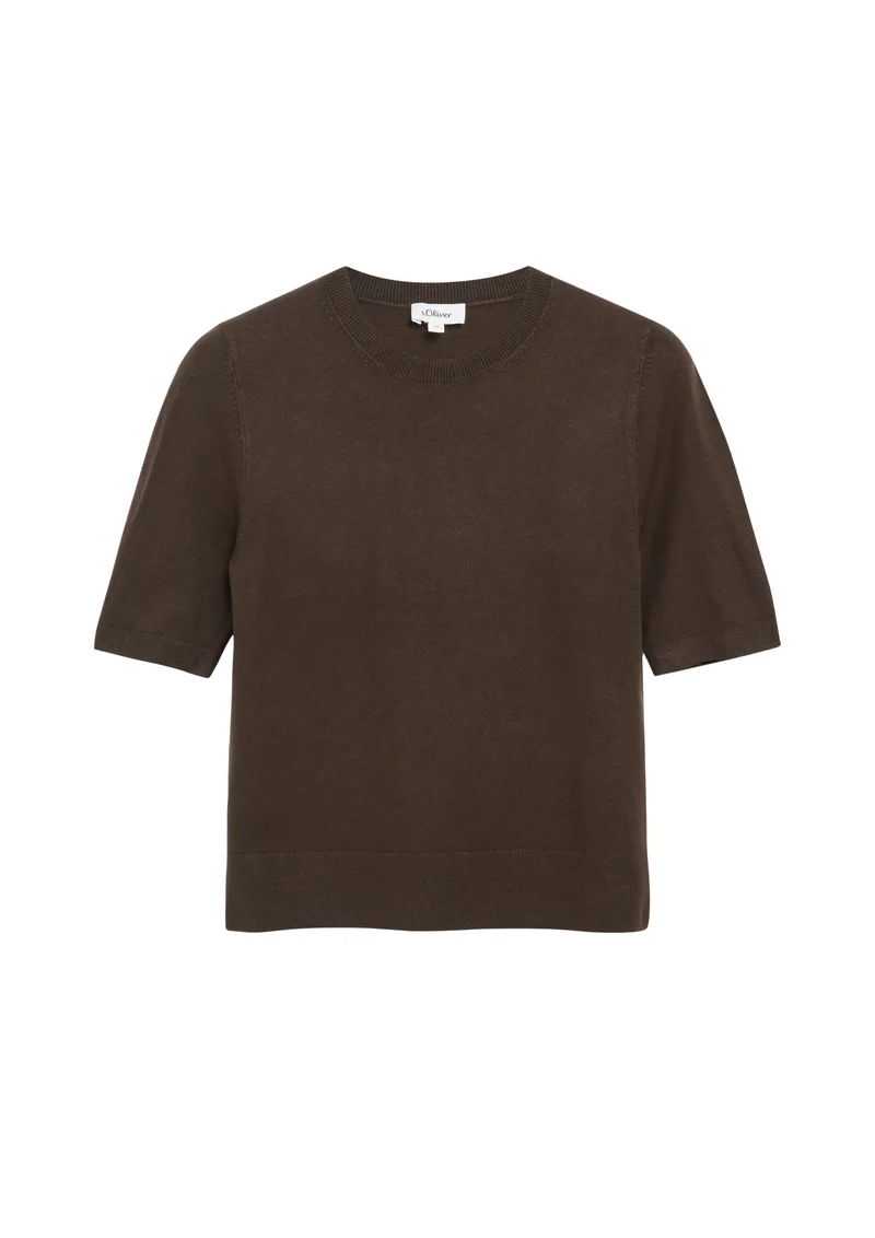 Feinstrickpullover mit Kurzarm im Slim Fit