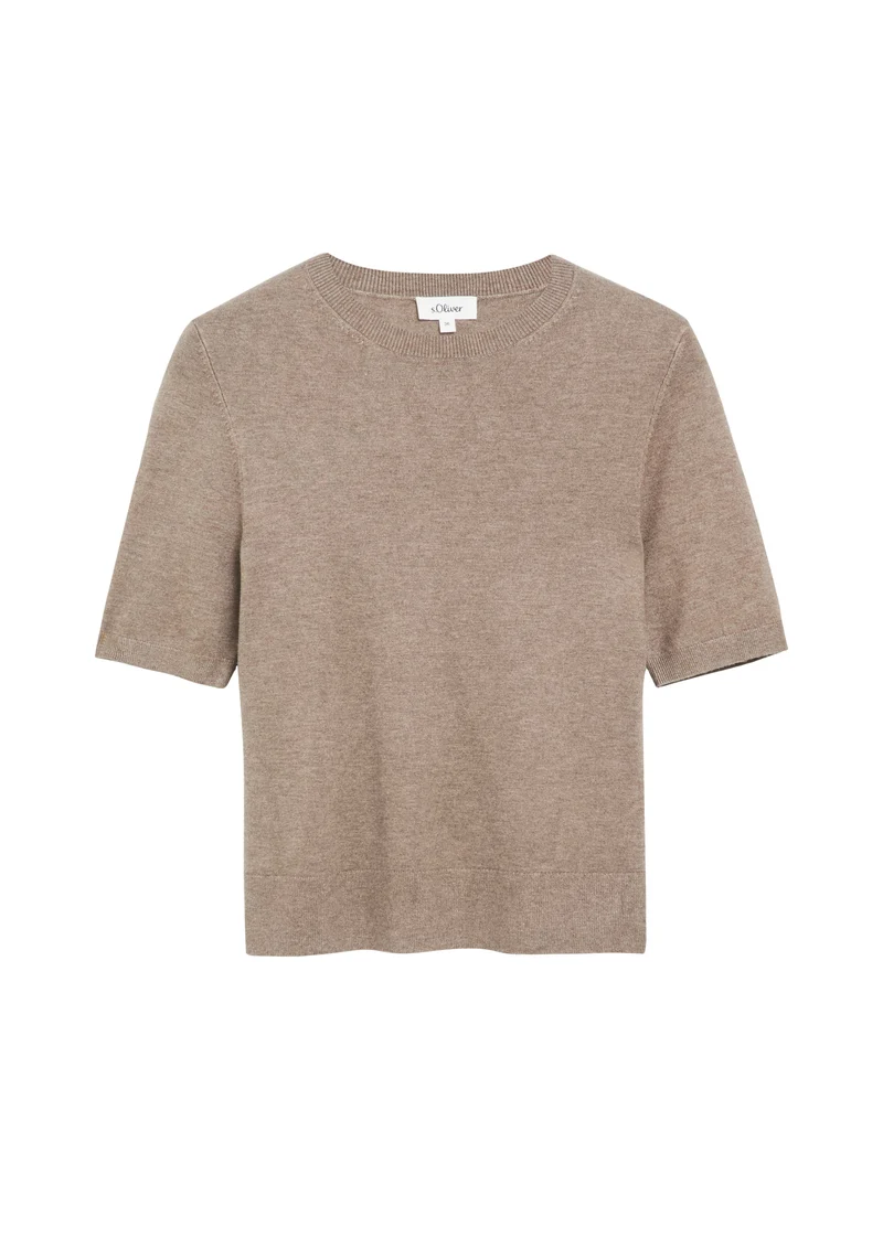 Feinstrickpullover mit Kurzarm im Slim Fit