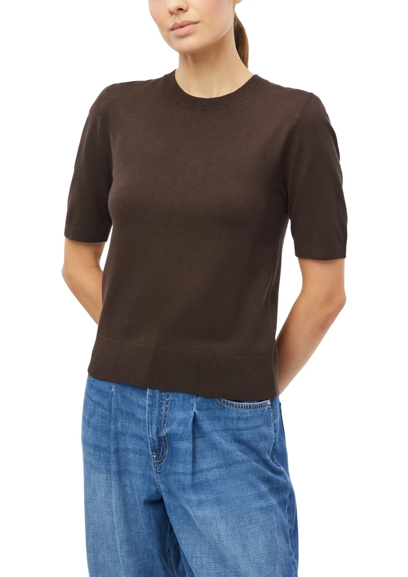 Feinstrickpullover mit Kurzarm im Slim Fit
