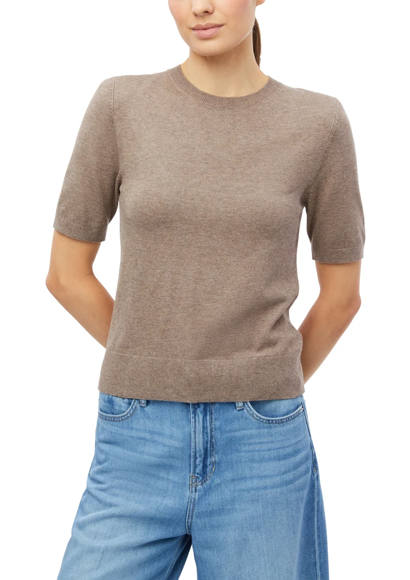 Feinstrickpullover mit Kurzarm im Slim Fit