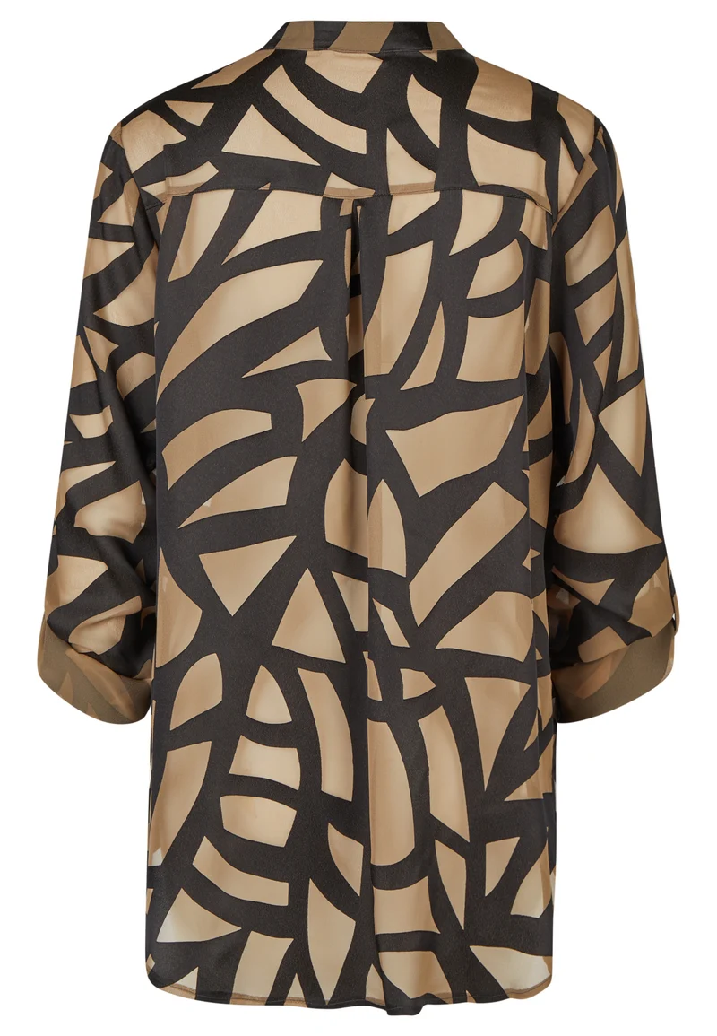 Bluse mit zweifarbigem Grafik-Print und A-Linie