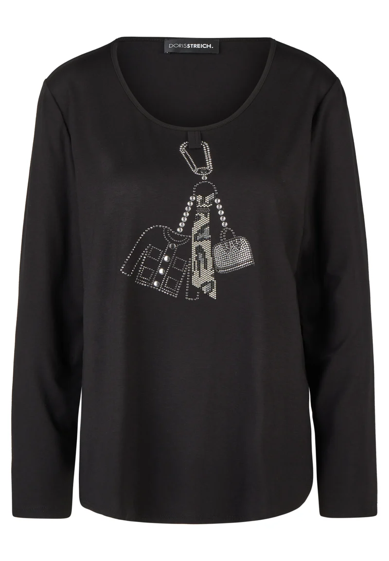 Langarmshirt mit „CHARMS“-Motiv aus Metall-Plättchen