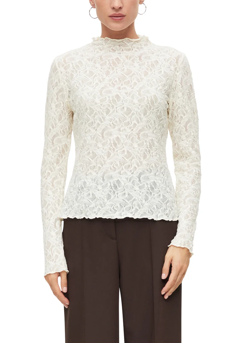 s.Oliver BLACK LABEL Langarmshirt mit Spitze