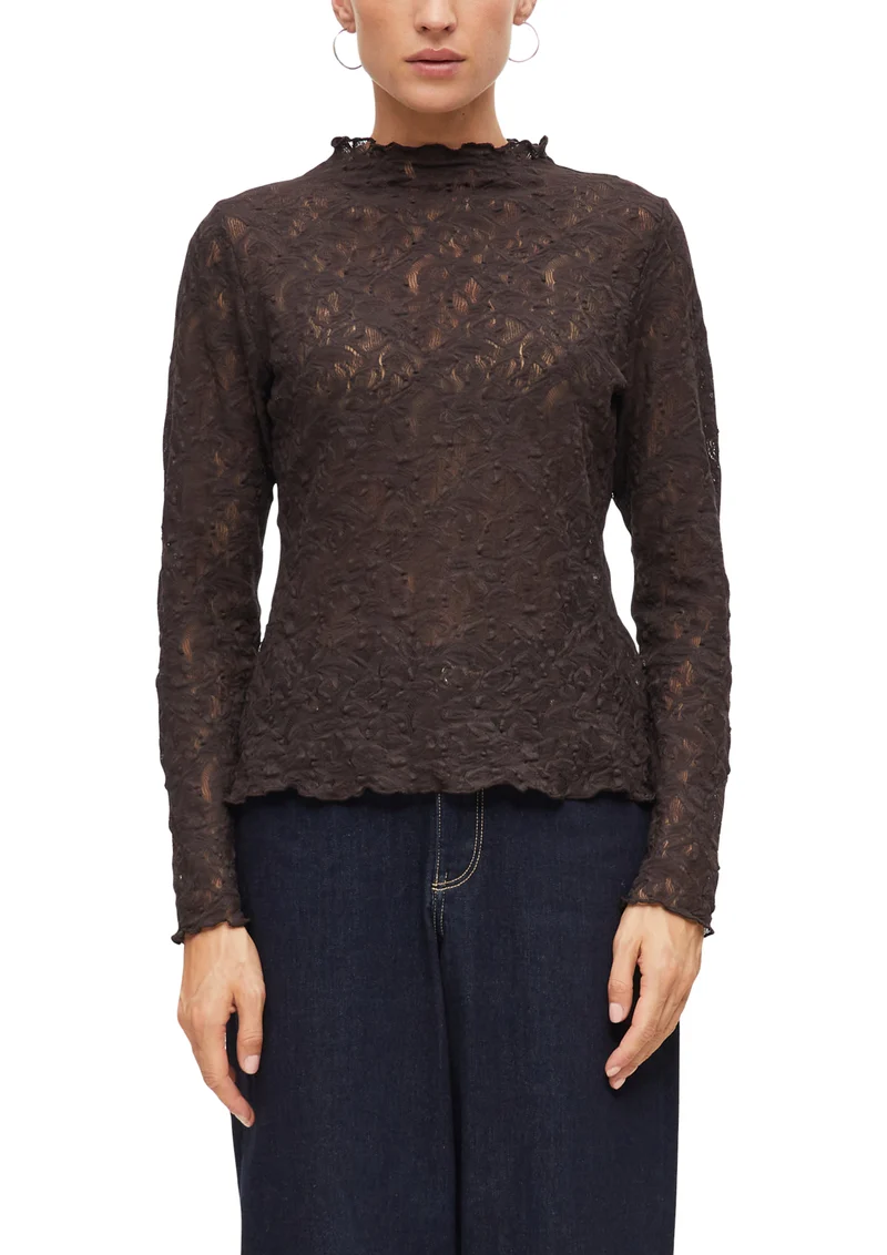 s.Oliver BLACK LABEL Langarmshirt mit Spitze