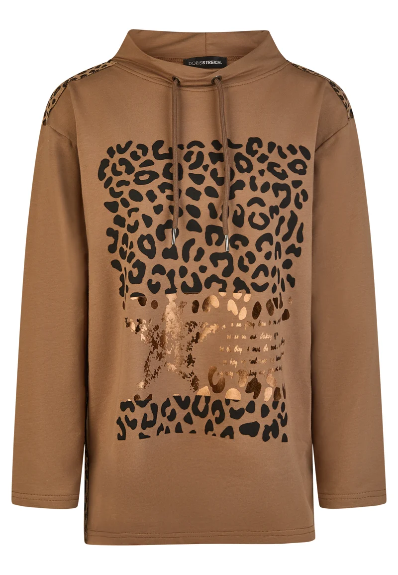 Sweatshirt mit Leo-Motiv und Metallic-Schrift