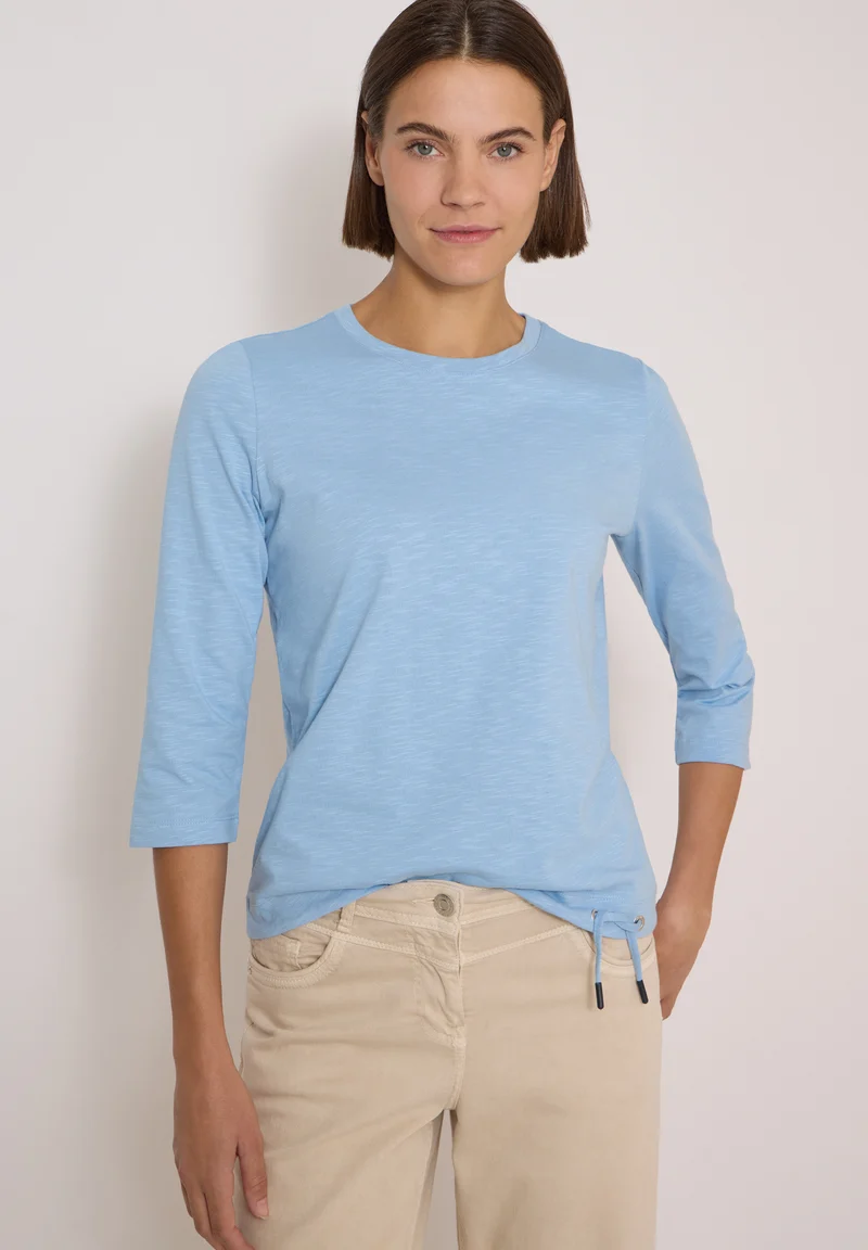 3/4-Arm Shirt mit Rundhals in Unifarbe