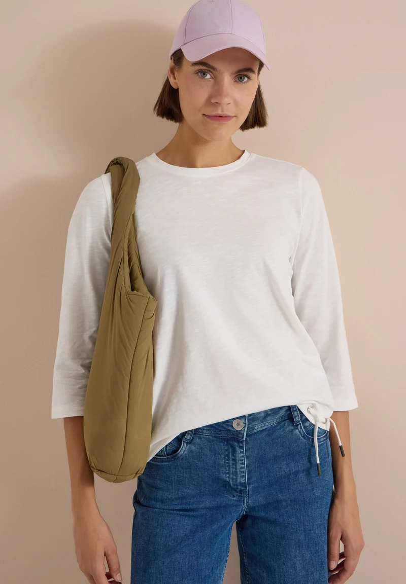 3/4-Arm Shirt mit Rundhals in Unifarbe