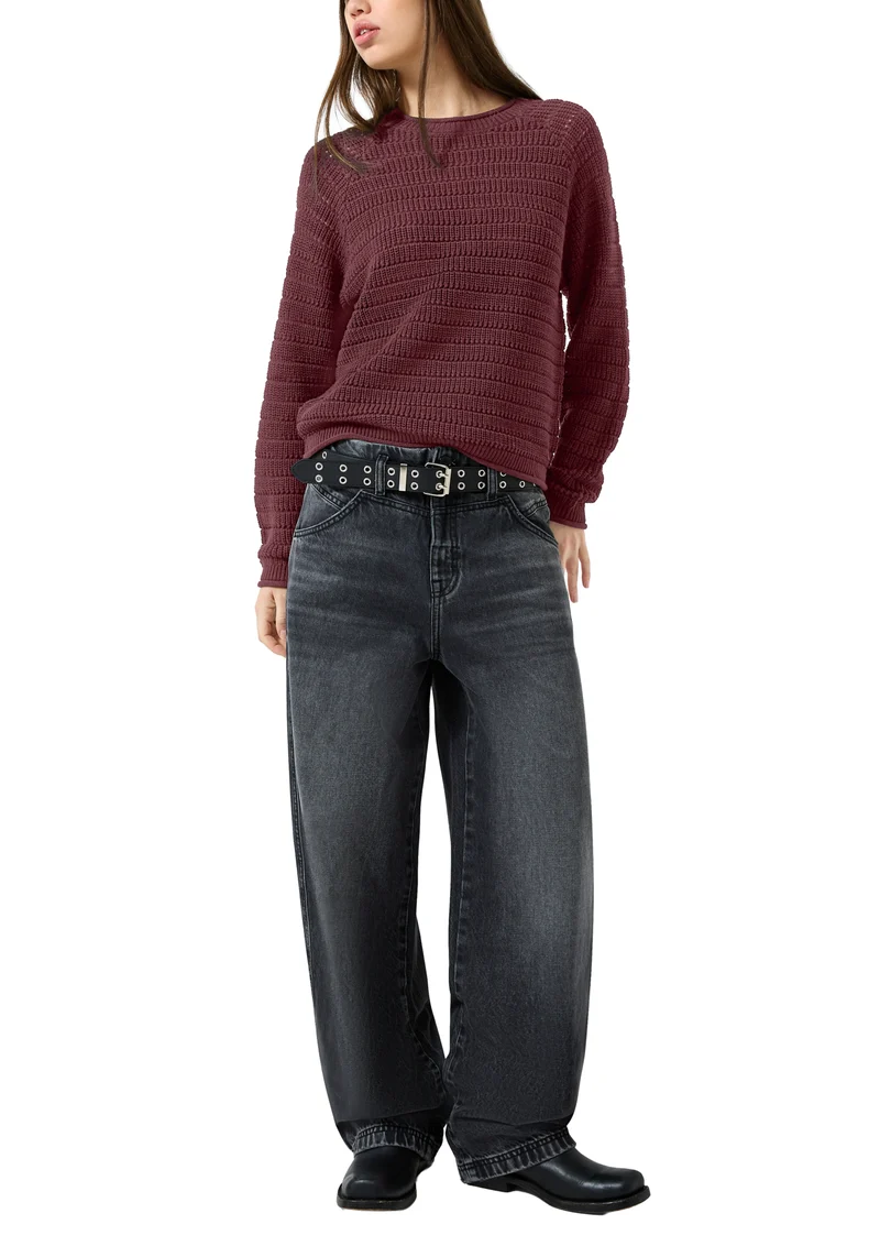 Q/S by s.Oliver Strickpullover mit Ajourmuster und Raglanärmeln