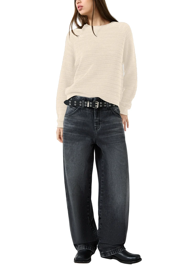 Q/S by s.Oliver Strickpullover mit Ajourmuster und Raglanärmeln