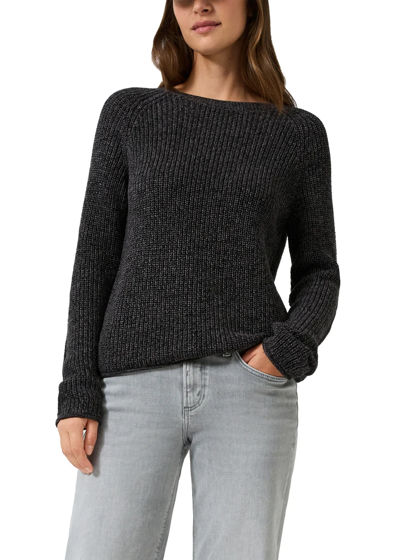 Strickpullover mit Rippstruktur und Rollkanten