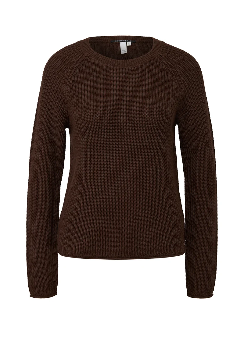 Strickpullover mit Rippstruktur und Rollkanten