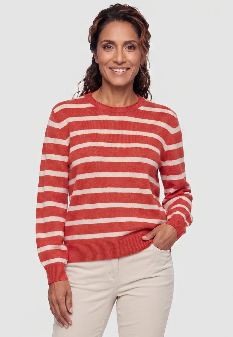 Strickpullover mit Streifenmuster und Fancy-Yarn-Struktur